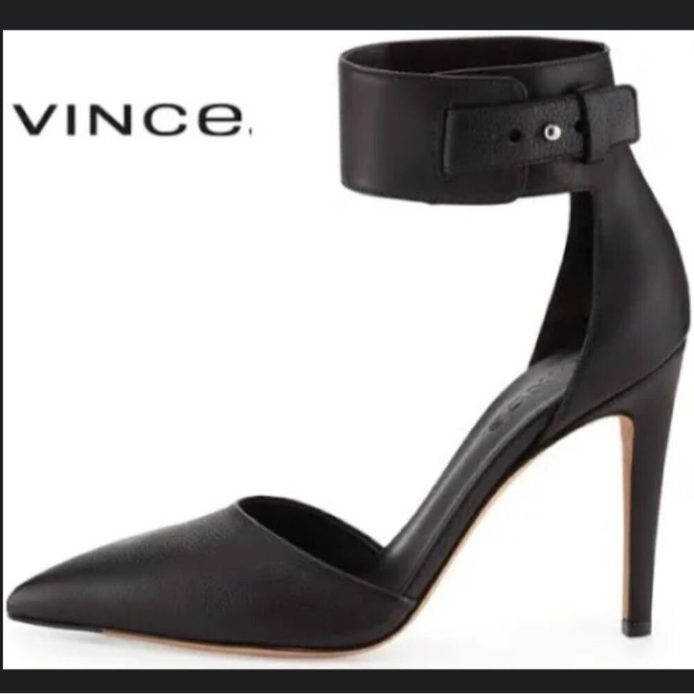 Vince Ada Ankle-Strap Leather Pump in black size 9.5